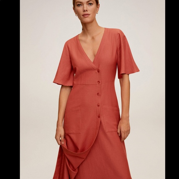 MANGO Buttoned wrap dress in Ecru - Picture 13 of 13